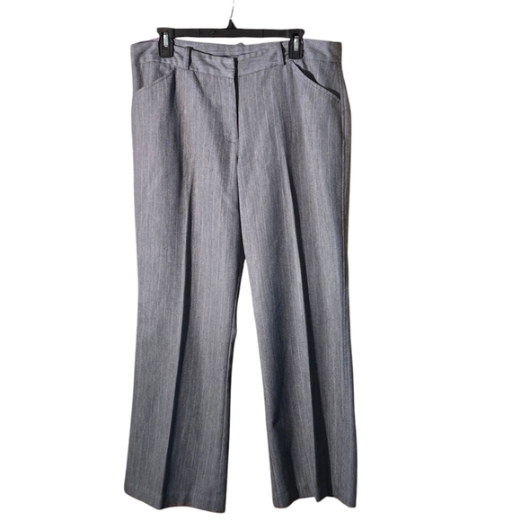 Worthington Petite Modern Fit Gray White Pinstripe Wide-Leg Trousers Women's 14P - Picture 1 of 15